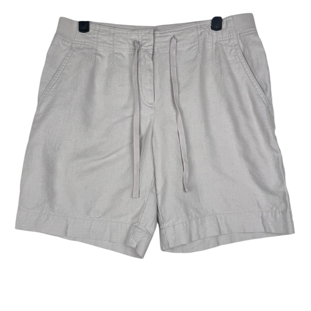 J.Jill Casual Light Gray Drawstring Shorts Linen Size 6 Elastic Waistband